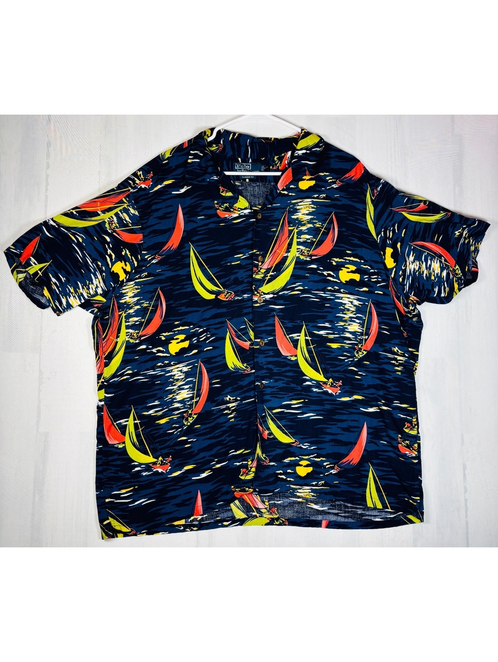Polo Ralph Lauren Men’s XXL Sailboat Nautical Hawaiian Shirt Classic Fit